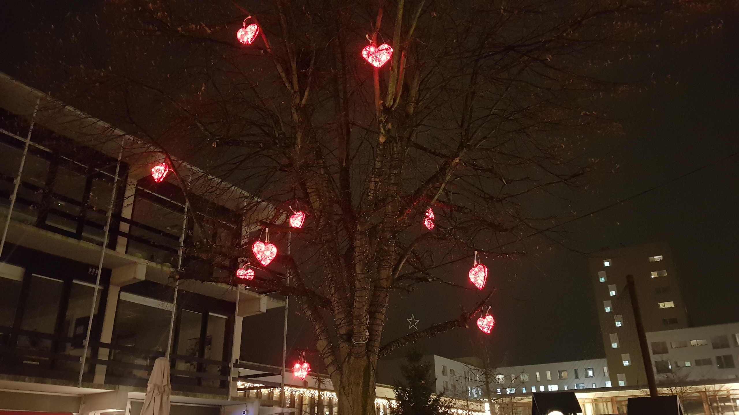 Hjerter med lys i træ